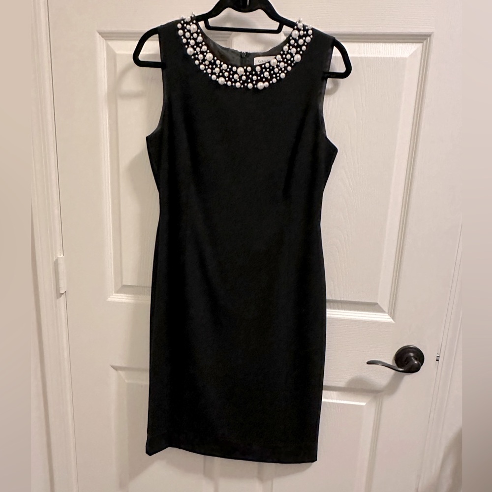 Calvin Klein black dress with pearls size 8P